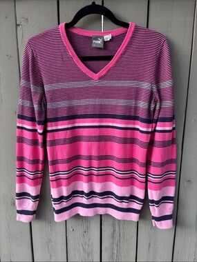 PUMA- Striped V-Neck Sweater (L-94)